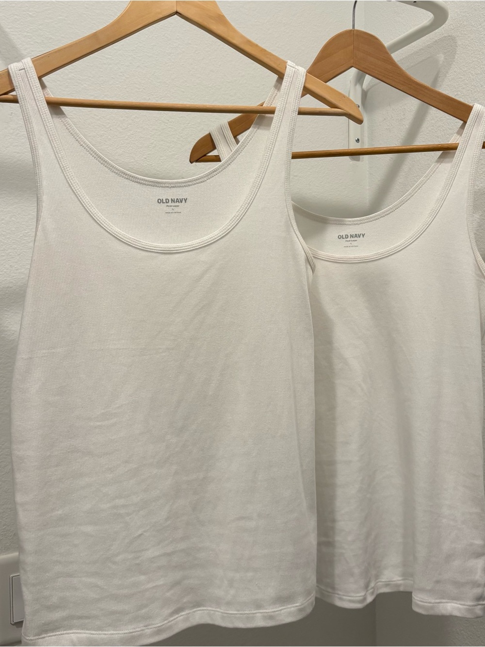 2 Old Navy White Ribbed Scoop Neck Tanks